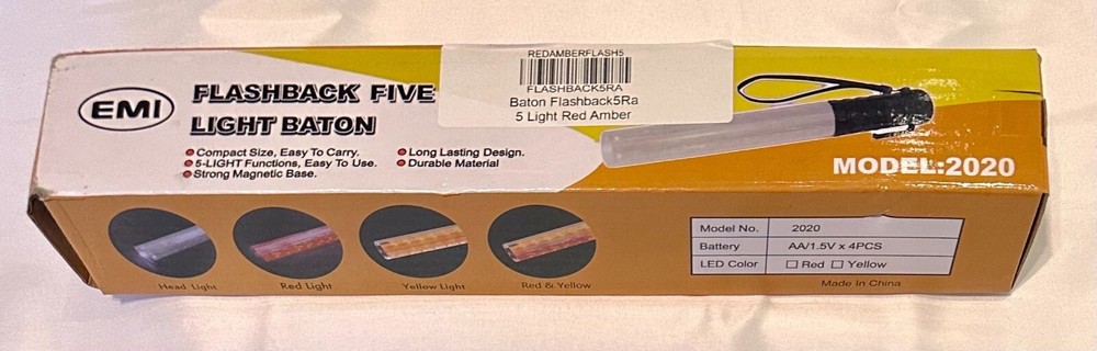 EMI 2020 Flashback Five Light Baton Red / Amber Black Handle