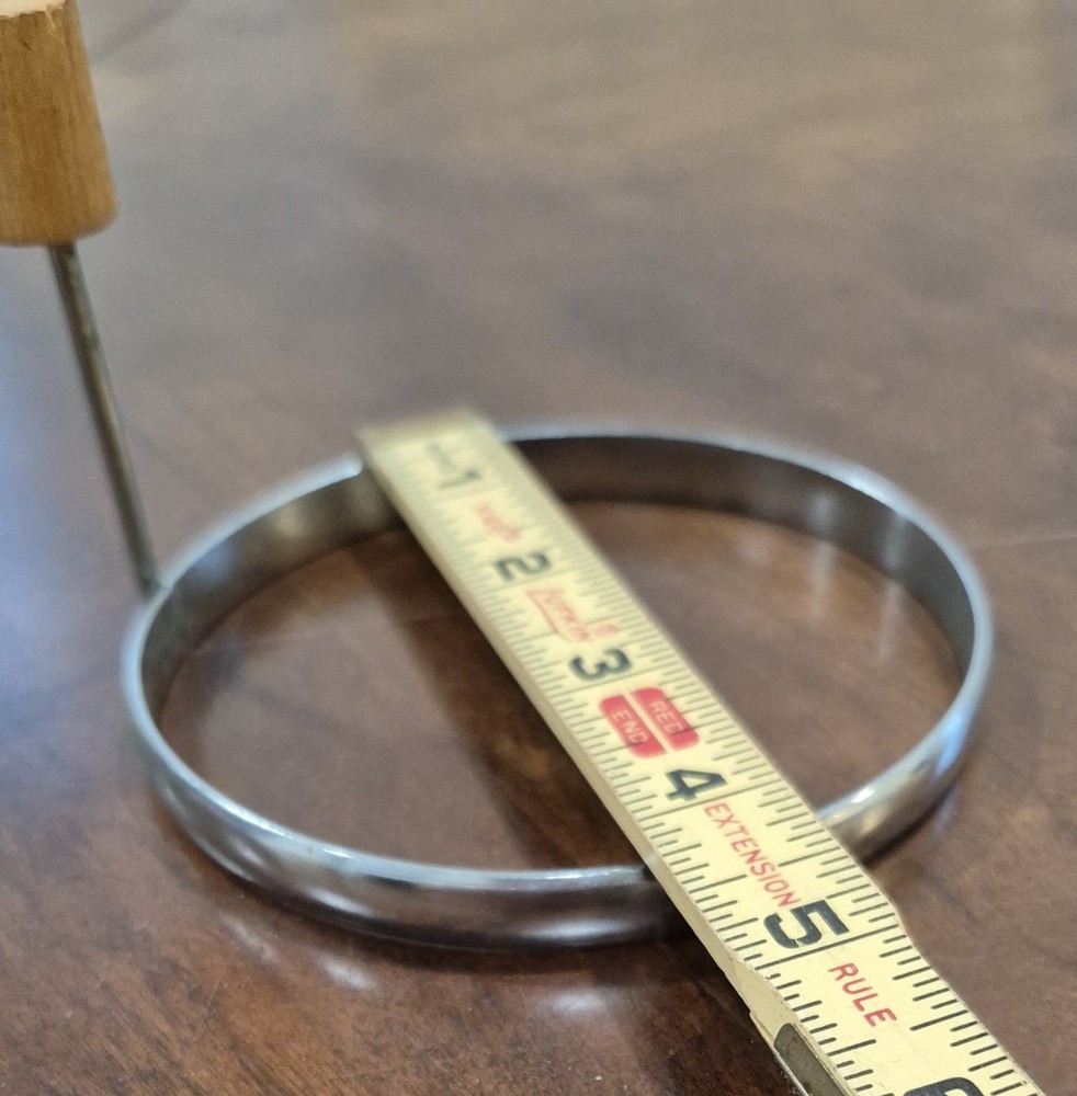 Vintage Large Egg/pancake Ring With Wood Handle 4" Diameter