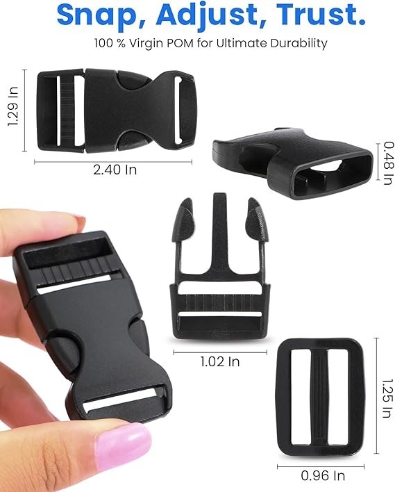 Buckle & Strap Kit Polyester Webbing 6 Buckles 12 Triglide Clips Adjustable Use