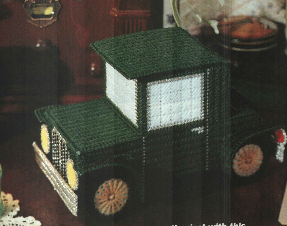 CLASSIC CAR KEEPER STORAGE BOX HOME DECOR PLASTIC CANVAS PATTERN INSTRUCTIONS
