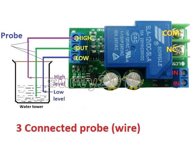 30A 12V Water Level Automatic Controller Liquid Sensor Switch Solenoid MotorPump