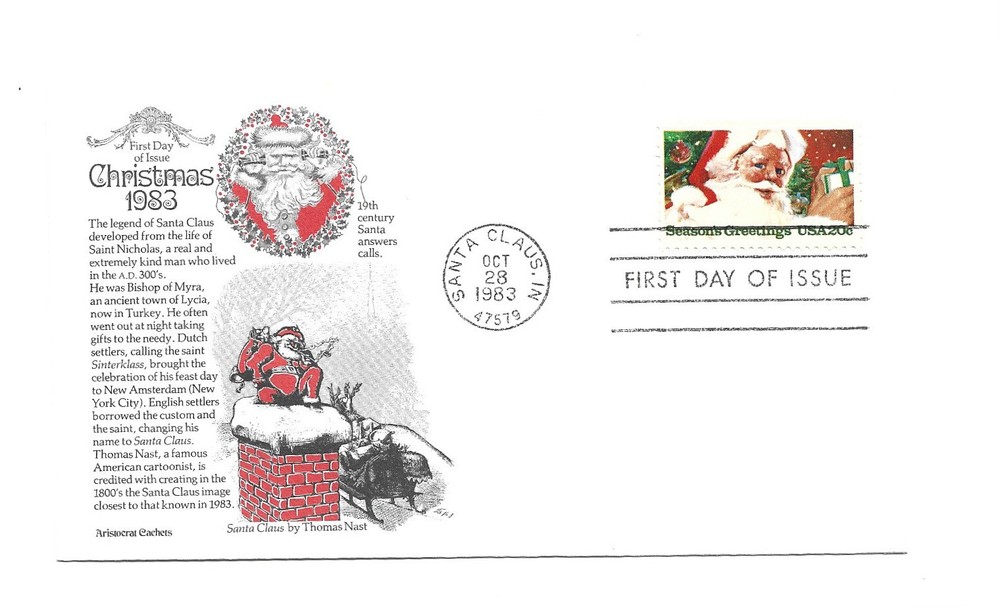 2064 Christmas 1983, Santa, Aristocrat Cachets, FDC