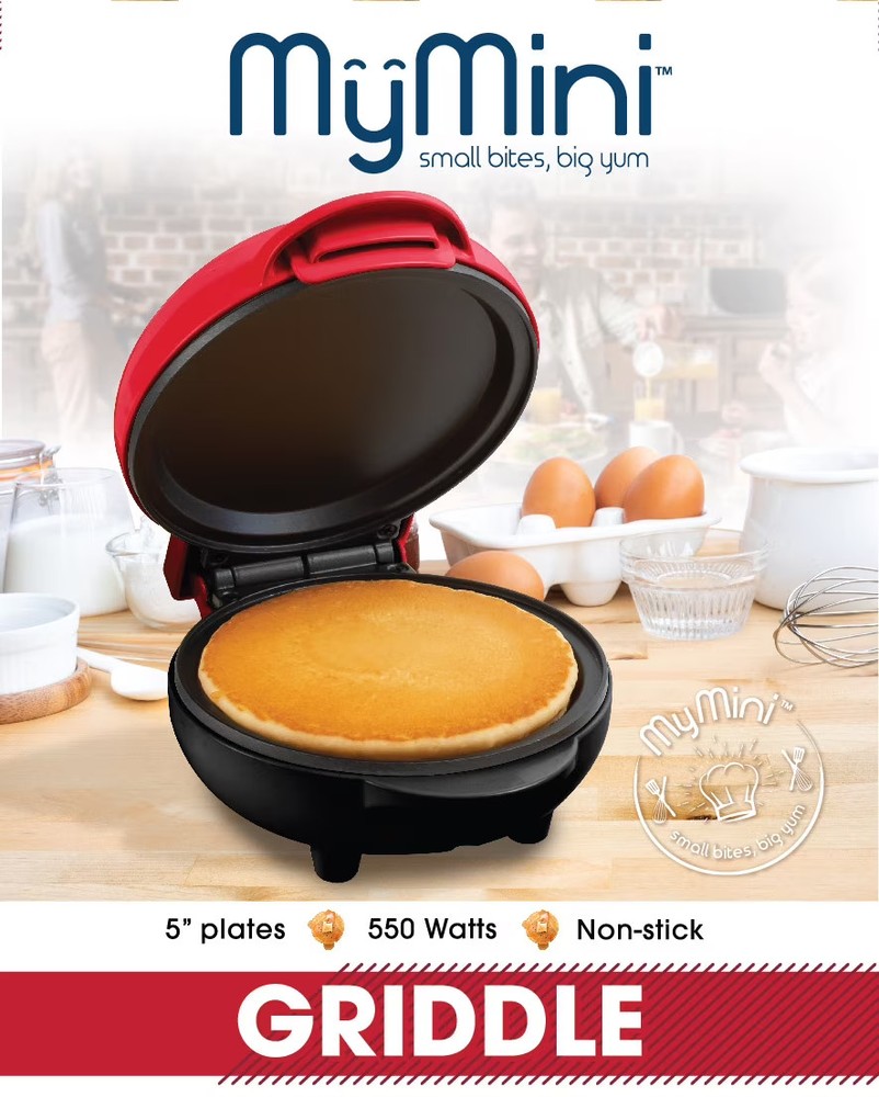 MyMini 550-Watt Red Pancake Griddle