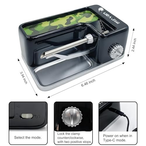 Automatic Cigarette Rolling Machine - USB-C & Battery Powered, Adjustable Densit