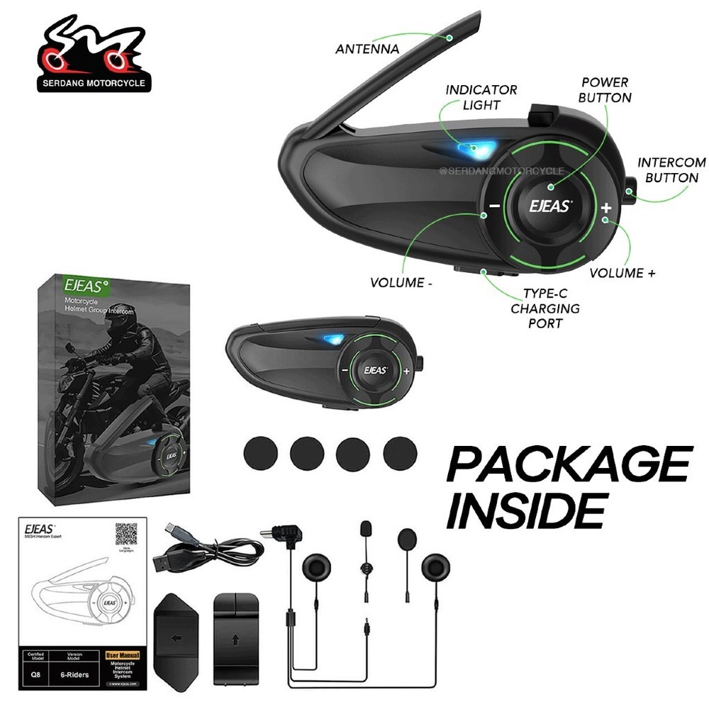 EJEAS Q8 BLUETOOTH 5.1 MOTORCYCLE HELMET INTERCOM