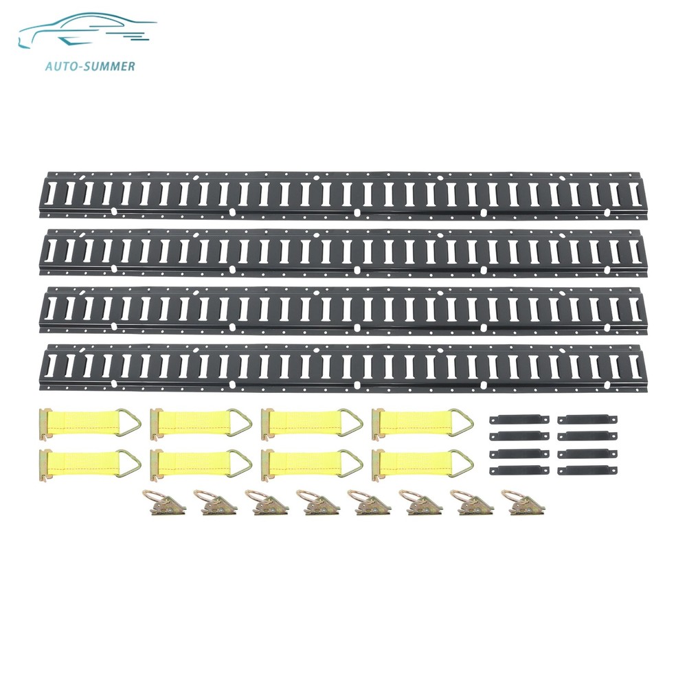 Secure Cargo 5' E Track Tie Down Rail System 28 Pack Black For Vans Trailers