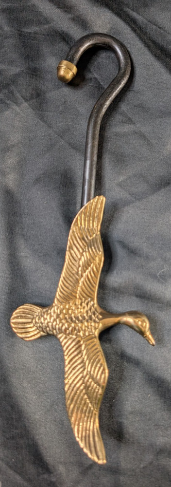 Vintage Brass Flying Duck Goose Damper Chimney Fireplace Flue Pull Hook Tool