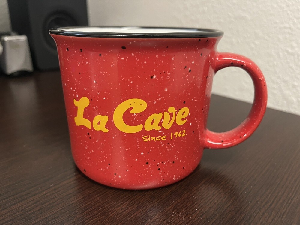 La Cave Red Large Coffee Cup Enamel Ceramic, Camping