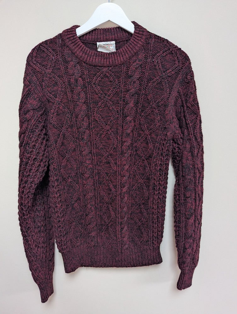 Rugged Trail Cable Knit Chunky Jumper Pullover Size Medium Burgundy