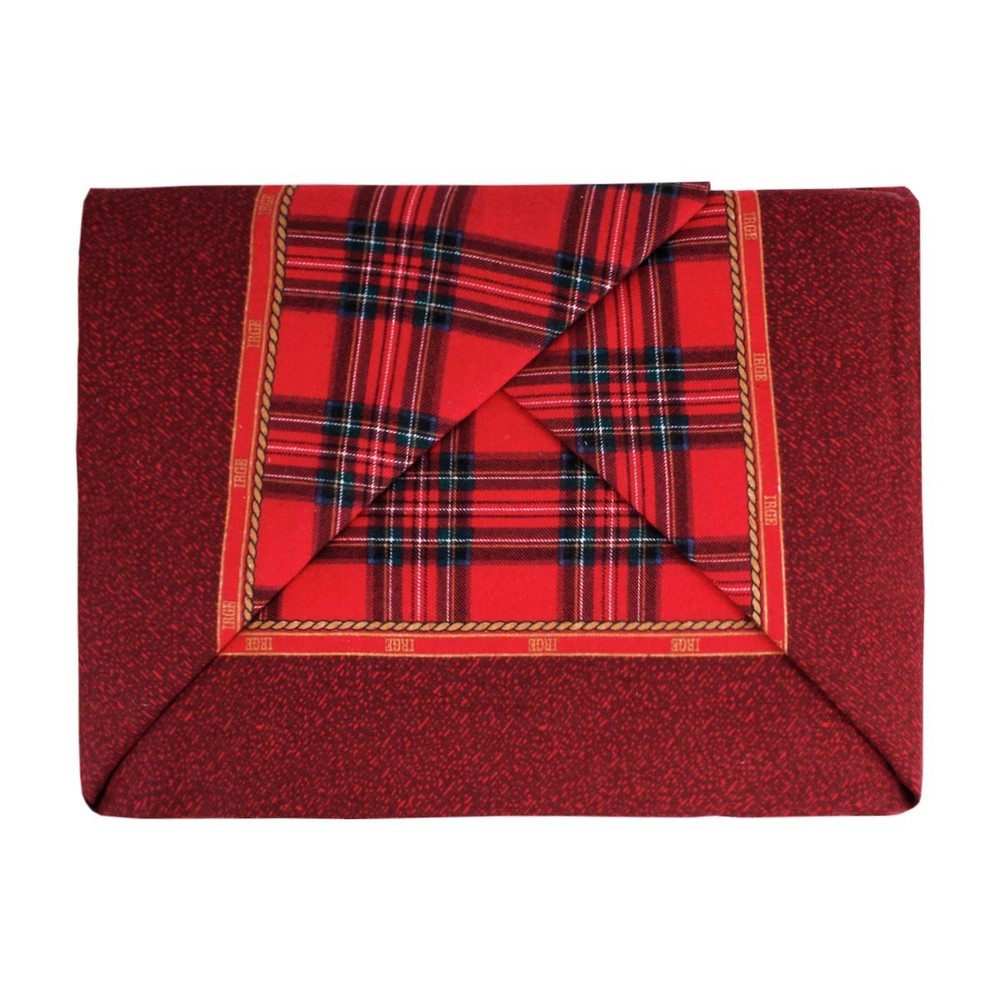 Red Scottish Print Cotton Double Sheets