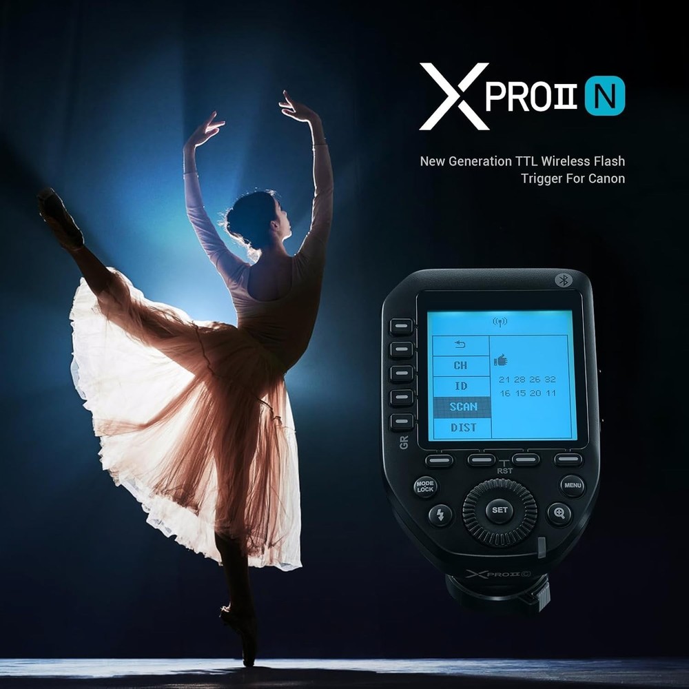 Wireless Flash Trigger for Nikon Cameras with TCM Bluetooth Hotshoe Locking LCD