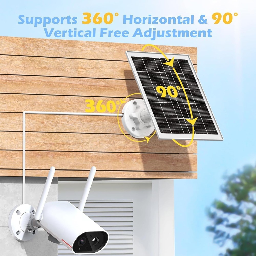 8W Solar Panel Charger for Outdoor Security Cameras, with Micro 1 Pack