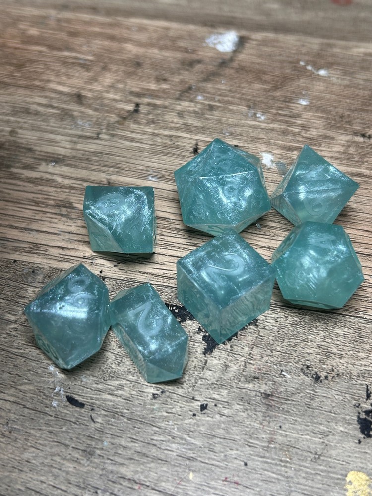 RAW* Dice: Robin's Egg _ Resin-Cast Dice Set  *See Description* Handmade, D&D