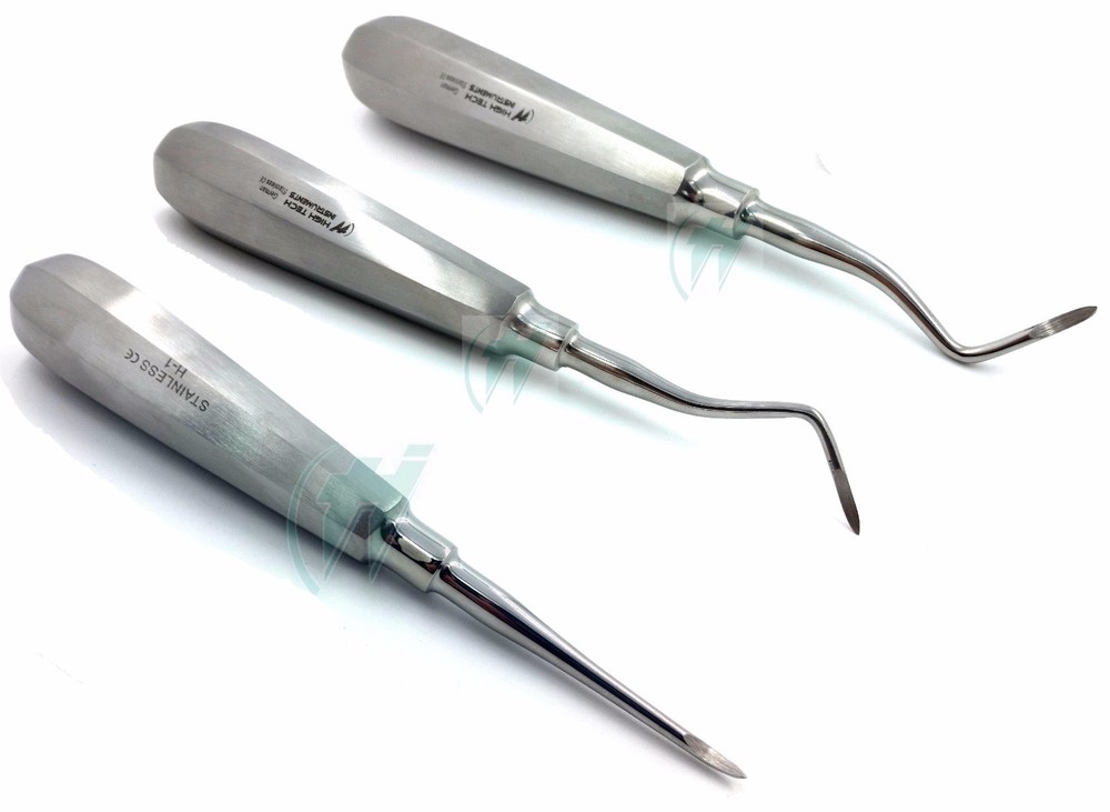 Set 3 Dental Heidbrink Root Tip Picks Elevators Right Left Straight Instruments