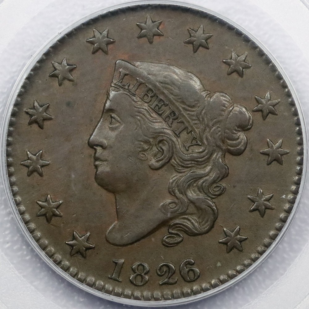 1826/5 1c Coronet Head Large Cent - PCGS AU 53