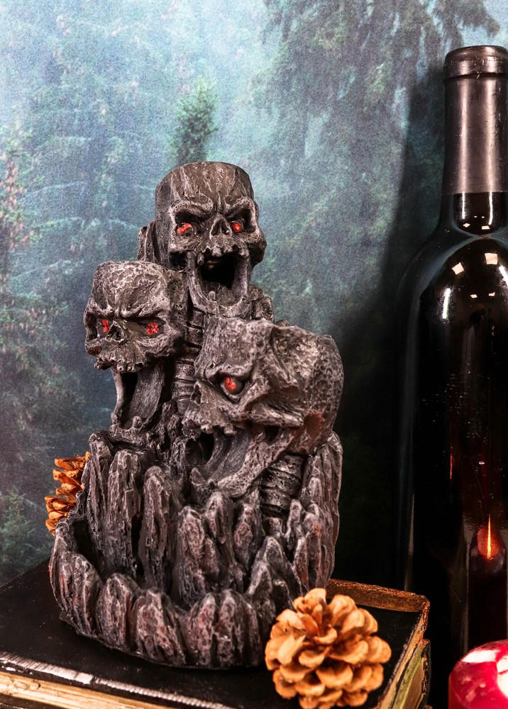 Ebros Three Screaming Skulls Death Mountain Cave Backflow Incense Burner Statue