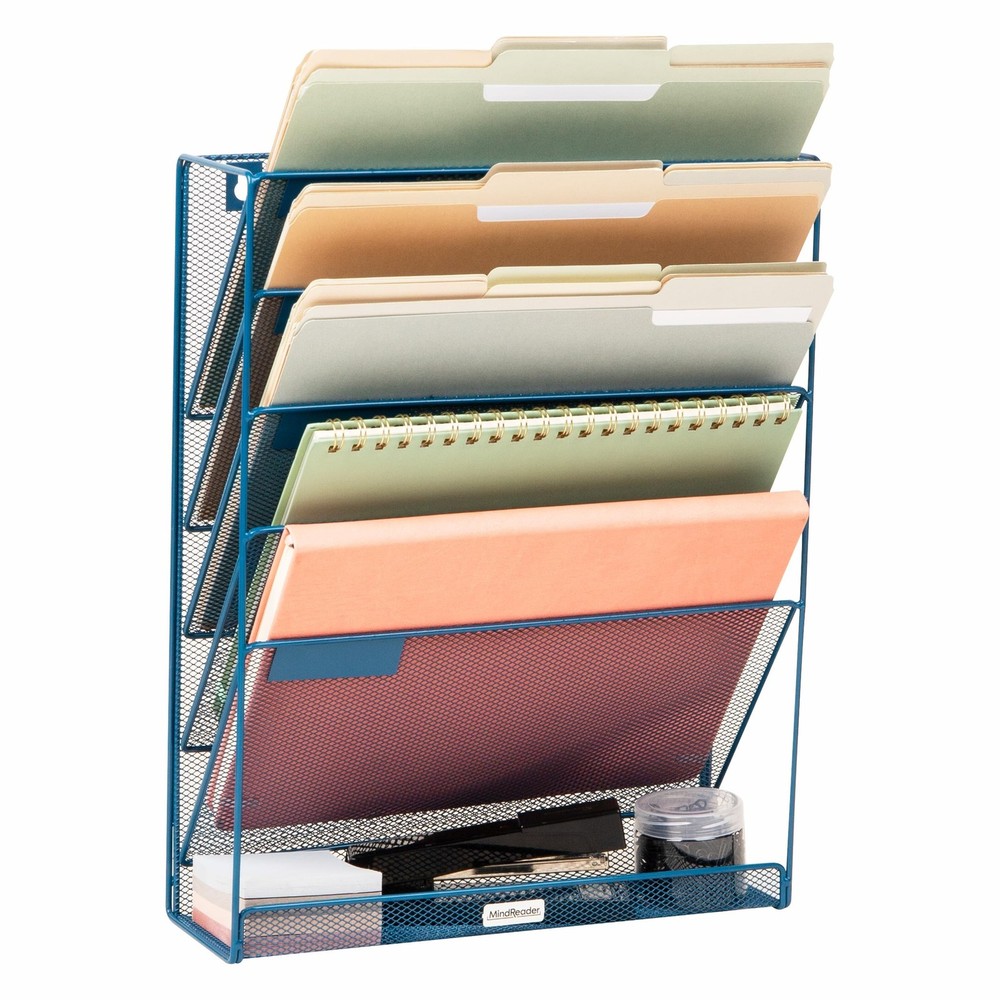 Mind Reader 5-Pocket Vertical File Storage, Desktop Organizer, Wall Mount, Of...