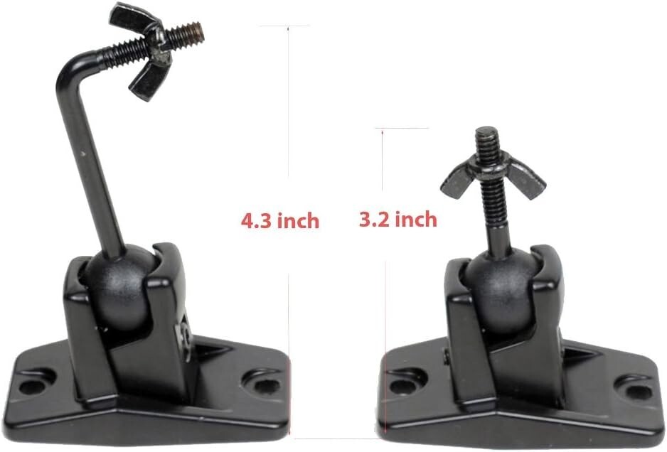 5 Heavy-Duty Black Satellite Speaker Mounts - Adjustable Wall/Ceiling Brackets