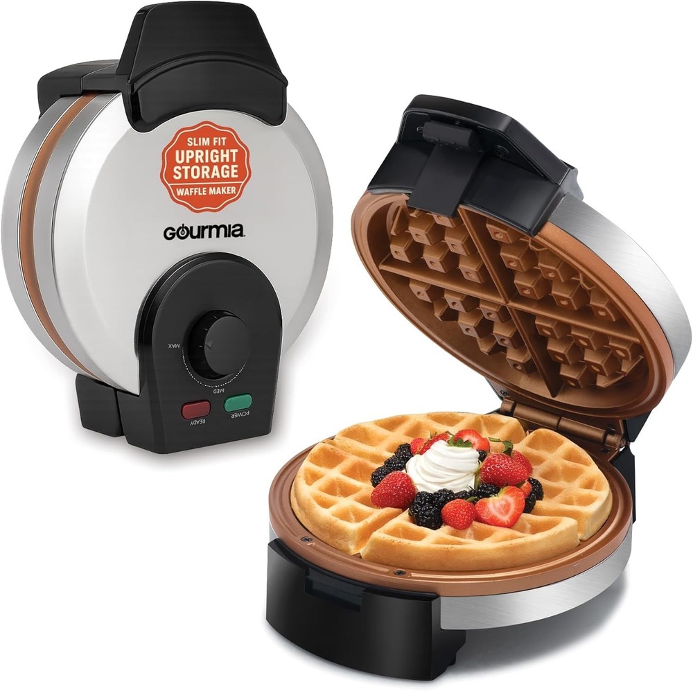 Belgian Waffle Maker – Compact Design with Upright Storage, Adjustable Browni...
