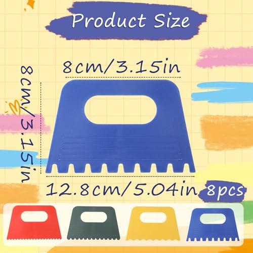 8 Pack Texture Tools for Plaster Plastic Paint Scraper Tool Art Paint Scrapers
