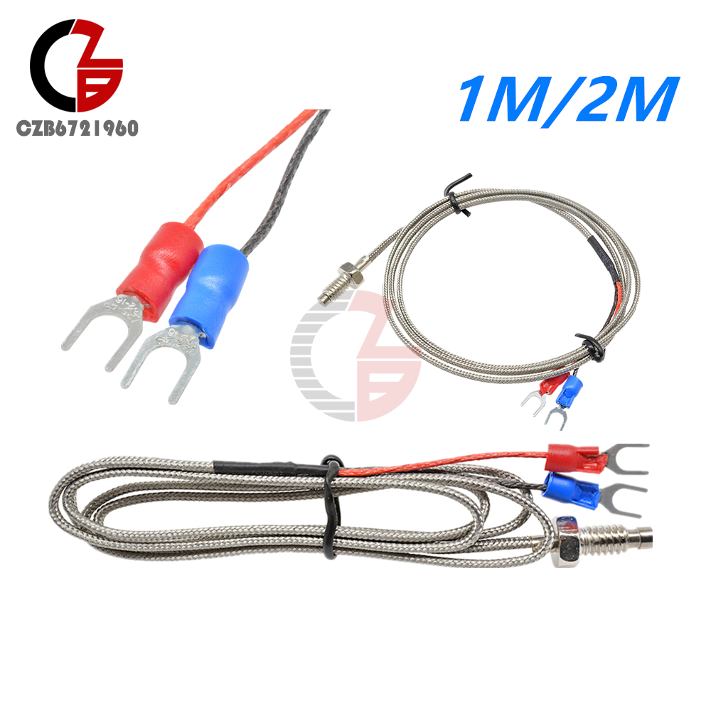 3.3ft/6.6ft 1M/2M K-Type Thermocouple Thread Temperature Controller Sensor Probe