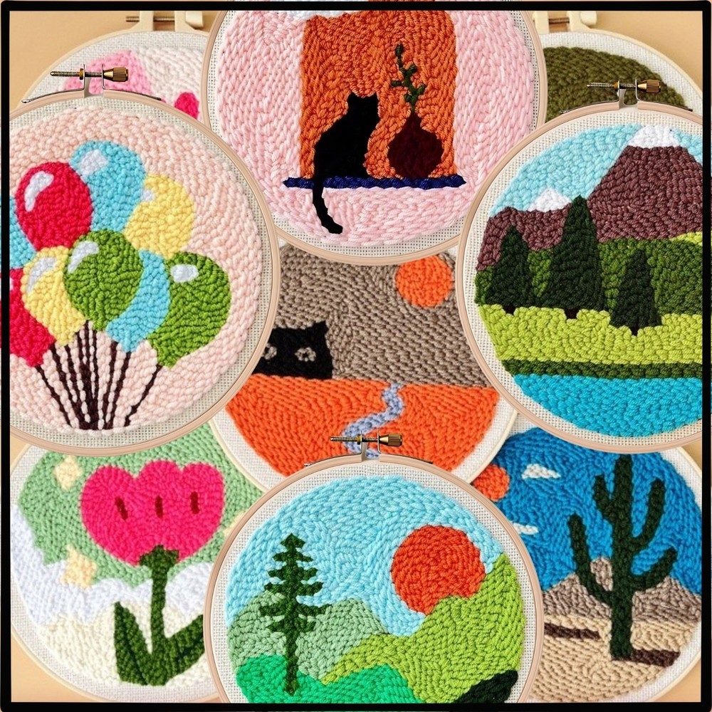 Punch Needle Complete Kit Set 1 With Punch Needle, Yarn, Pattern & Instructions