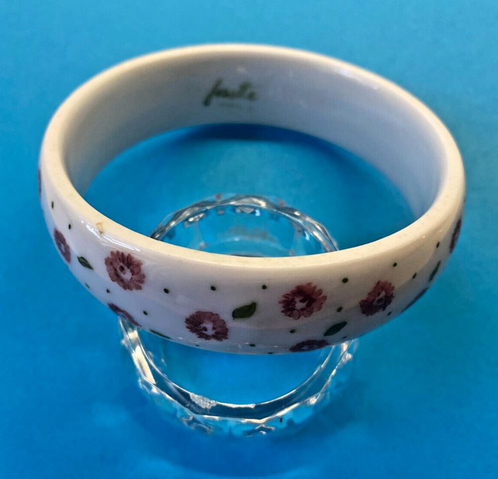 Vintage Ceramic Signed Josette Bangle Bracelet