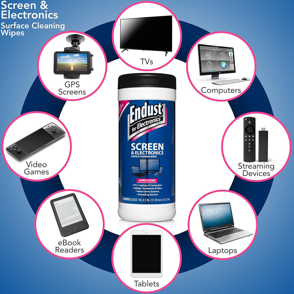 Endust for Electronics; Screen & Surface Cleaning Wipes, Great LCD and Plasma Wi