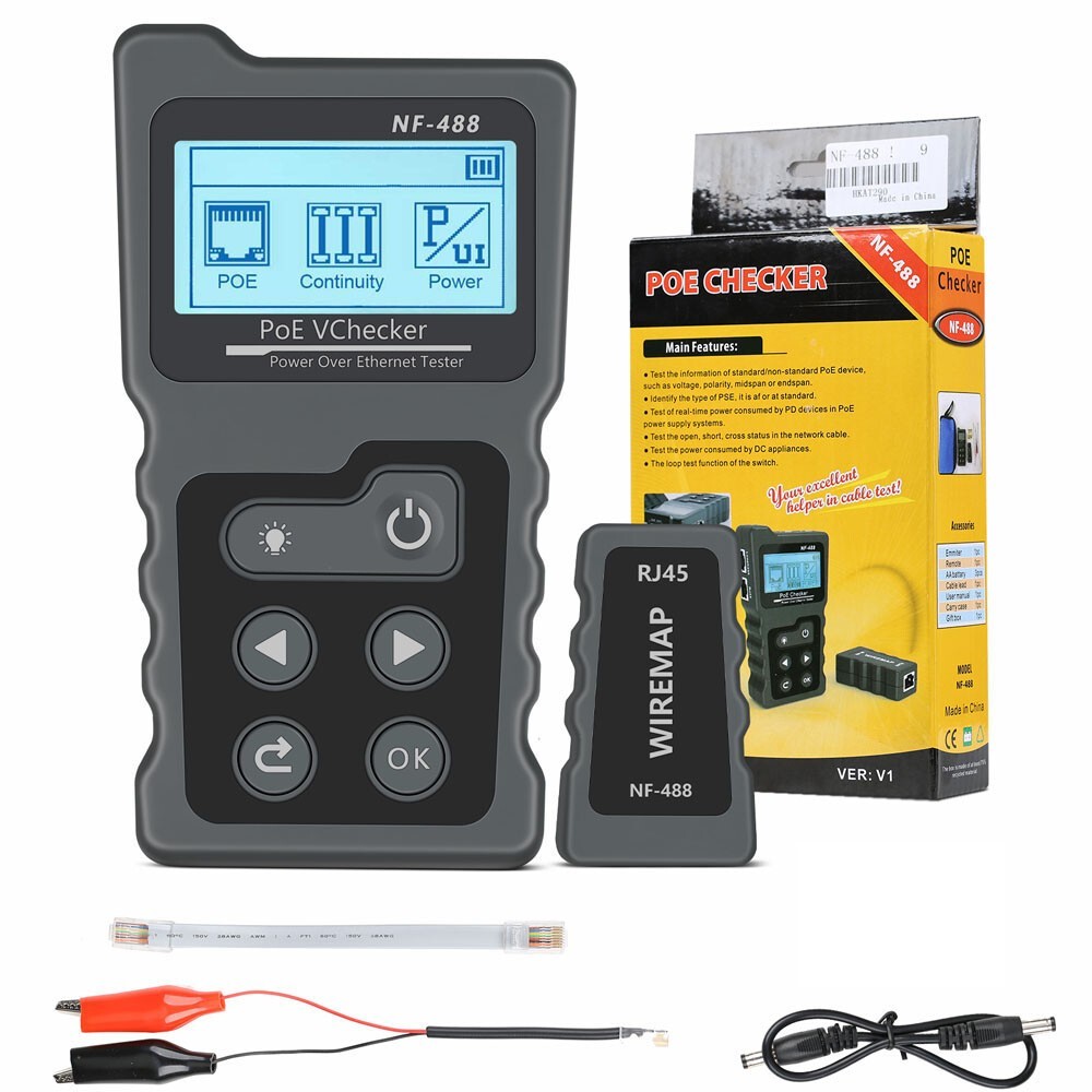 NETWORK CABLE TESTER LAN WIRE METER POE RJ45 ETHERNET VOLTAGE CURRENT TESTER
