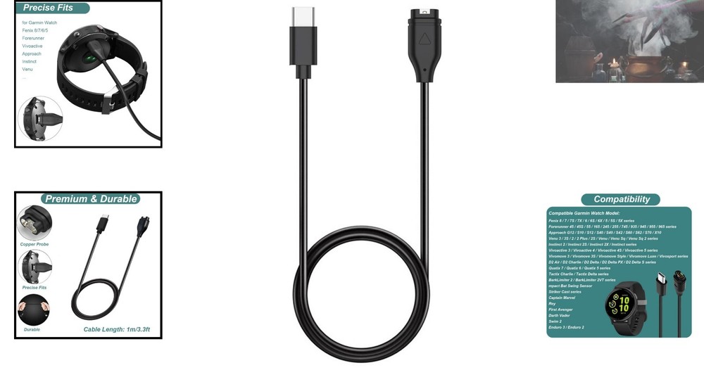 Reliable USB Type C Charger Cable for Garmin Watches - Fast Charging Solution