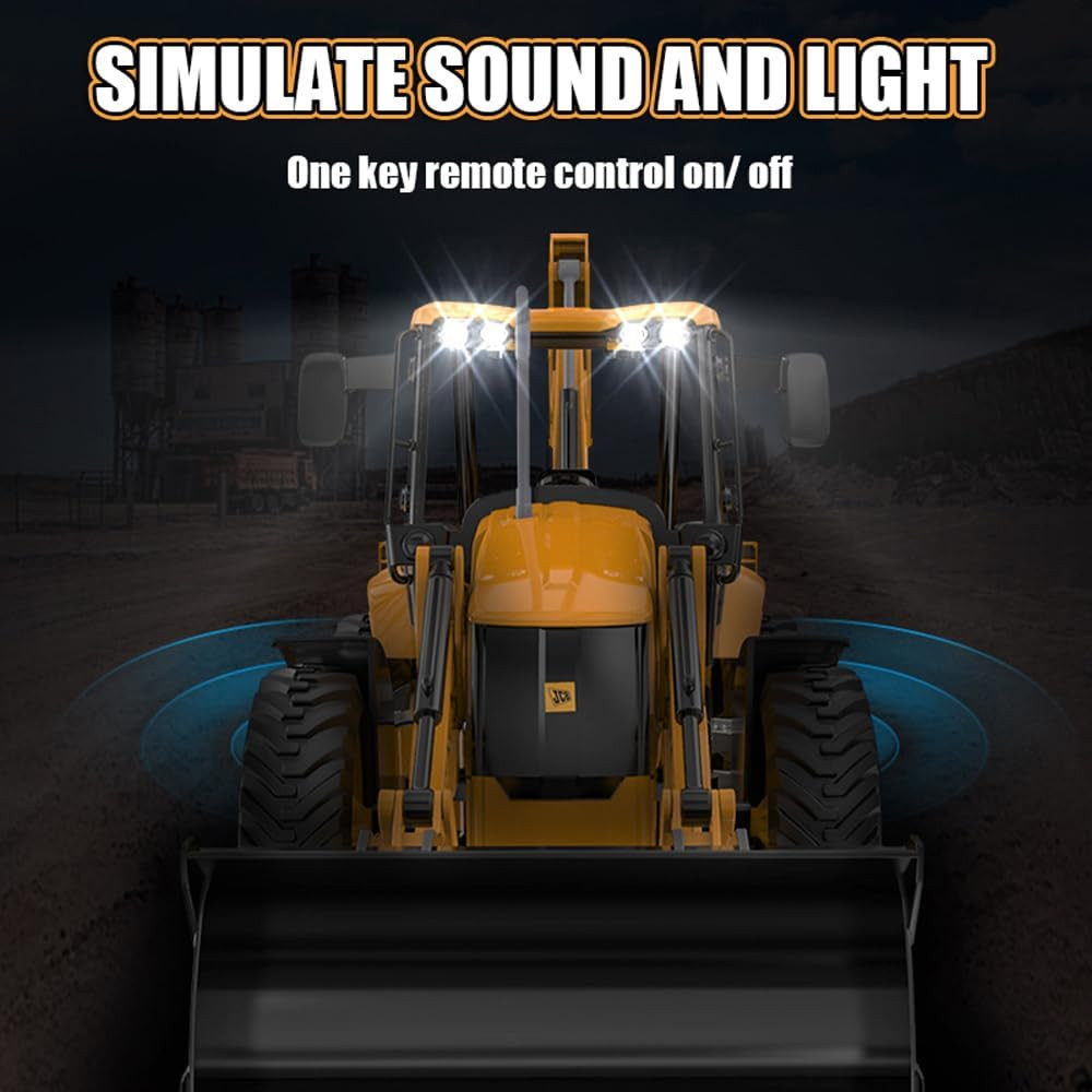 RC Backhoe Wheel Loader 2.4G Fully Functional 1/20 Remote Control Excavator Bull