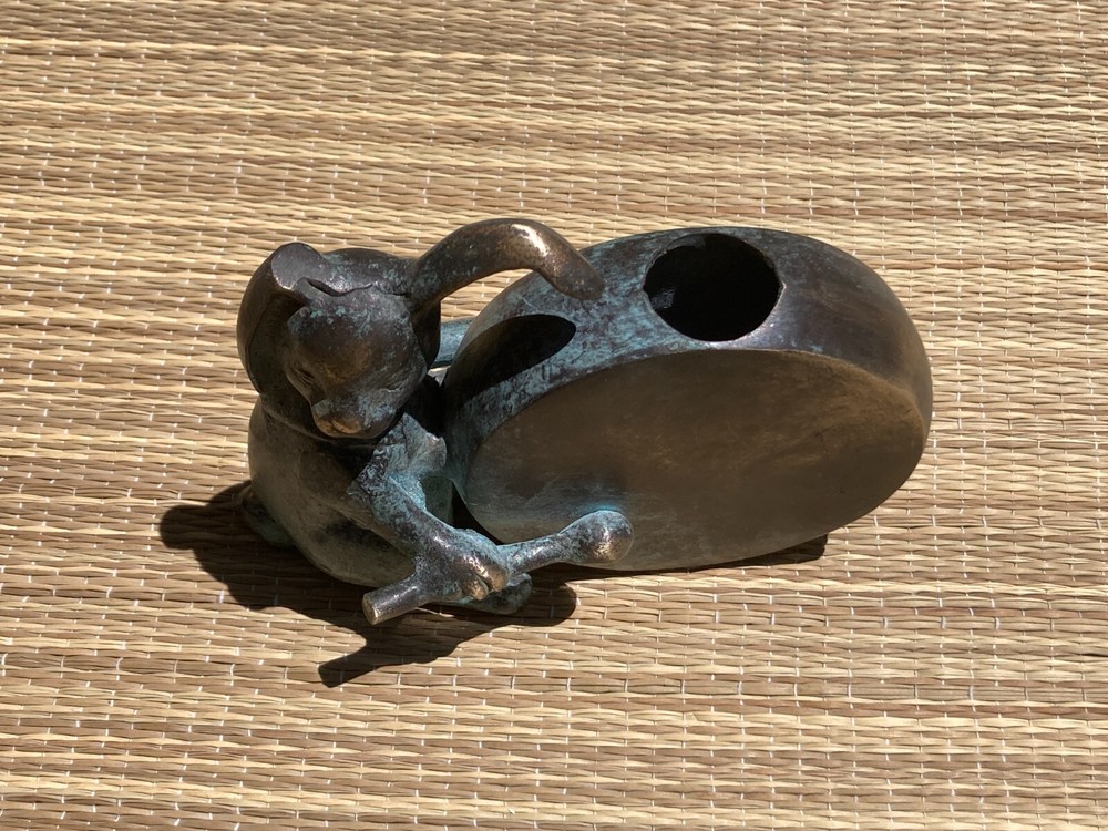 Bunny Vase drumming on a drum