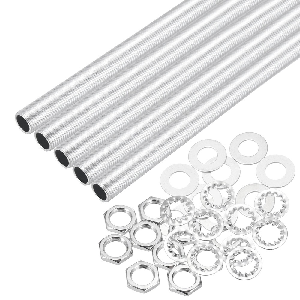35Pcs 11" M10 Lamp Pipe Kit with Lock Nuts Washers for Assembly, Silver