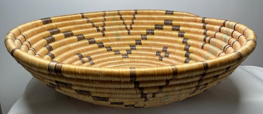 12" Handwoven Coiled Basket Unknown Origin
