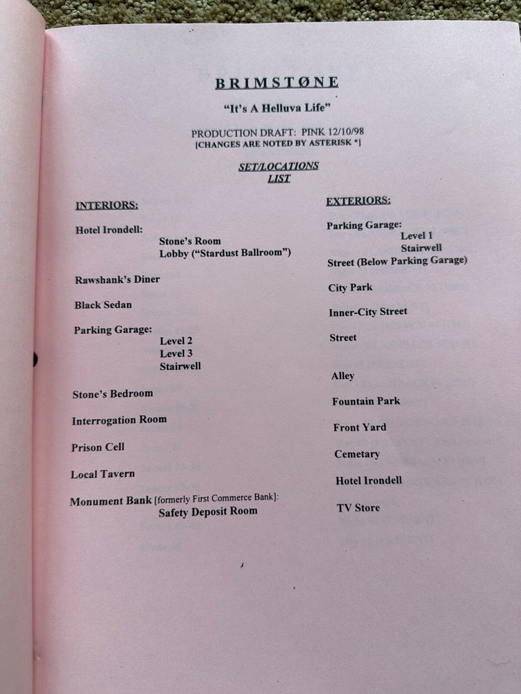 BRIMSTONE TV SHOW SCRIPT EPISODE IT'S A HELLUVA LIFE PETER HORTON