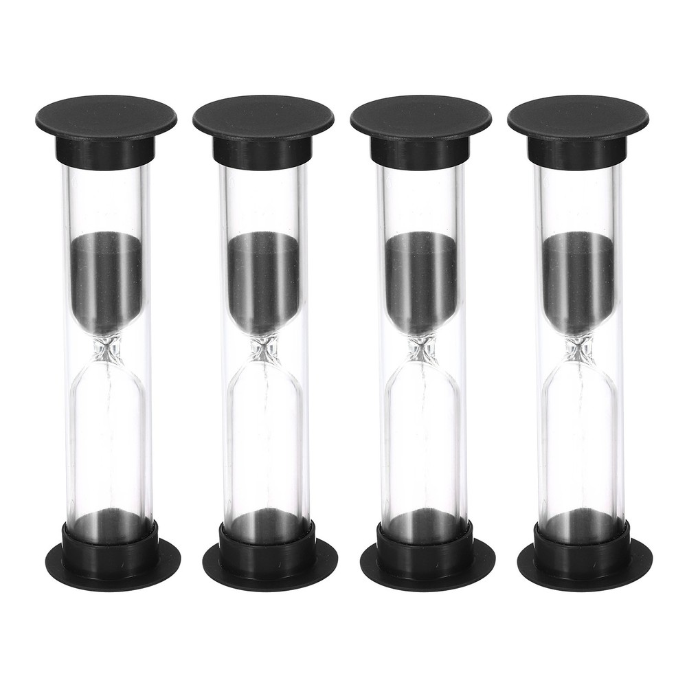 4Pcs 2 Minute Sand Timer Small Sandy Clock Count Down Sand Glass Black