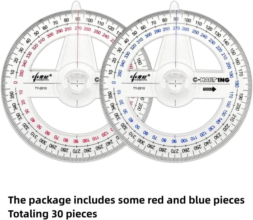 360° Protractor Pack of 30 Protactors Plastic Protractor Math Protractors Cle...