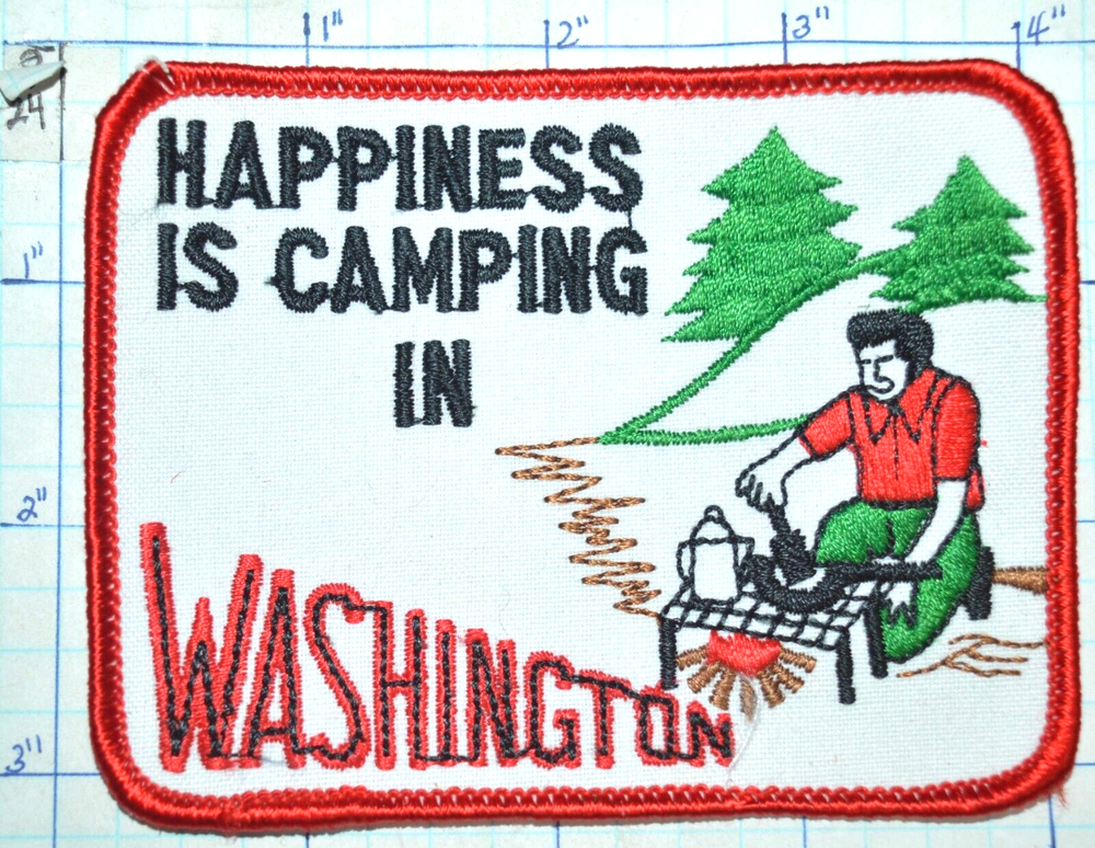HAPPINESS IS CAMPING IN WASHINGTON STATE SOUVENIR PATCH