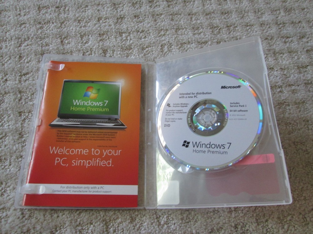 Windows 7 / Anytime Upgrades Home Premium Distribution Disk for New PC