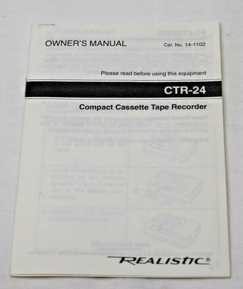 Realistic CTR-24 Owners Manual User Guide Instructions Cassette Tape Recorder