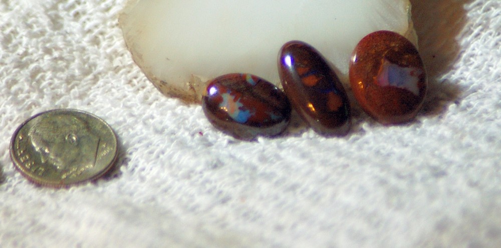 3 Koroit Boulder Opal oval Cabochons