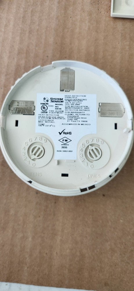 System Sensor 5251B Heat Detector Fixed Temp 135°- White