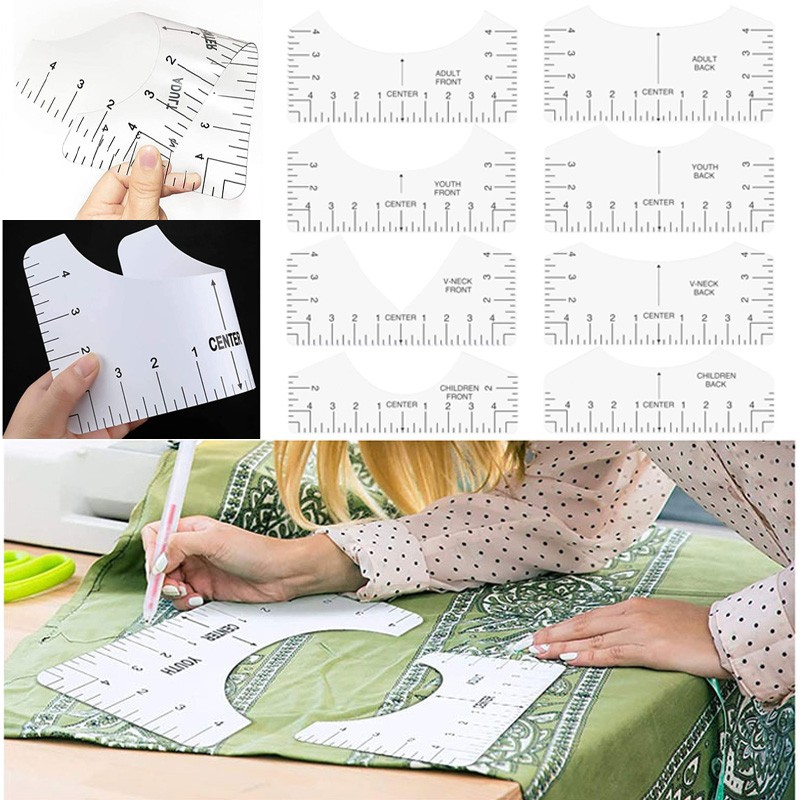 8 Pcs T-shirt Alignment Ruler Foldable Guide For Clothing Centering Design