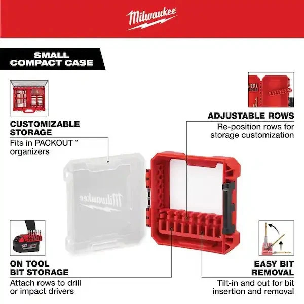 Milwaukee Impact Driver Bit Case Customizable Storage Small Compact Packout Red
