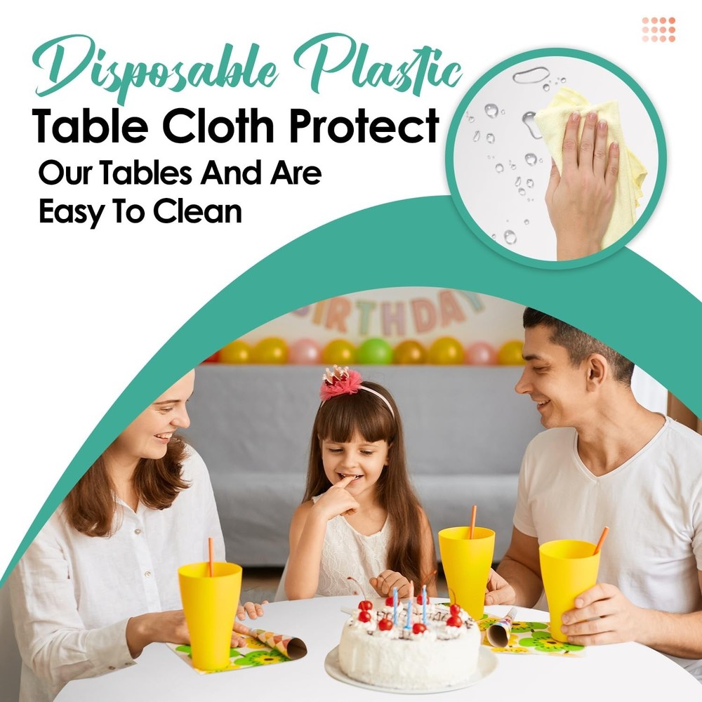White 12 Pack Plastic Tablecloths 84" Disposable Round Table Cloth Plastic Ta...