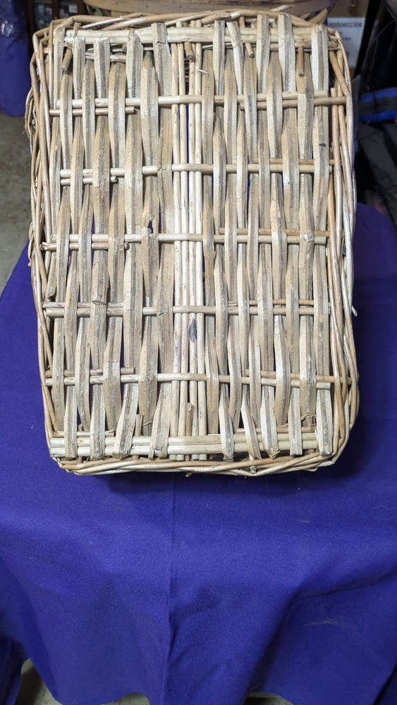 Rectangular Wicker Basket with Handles, Large Brown Freestanding Indoor