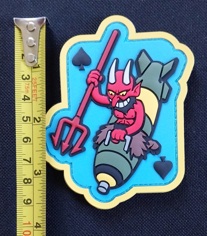 3D PVC Hook Backing Morale Military Patch COLOR DEVIL BOMBER