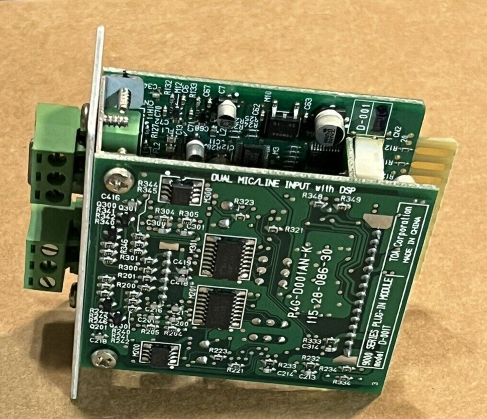 (1) TOA D-001T Dual Mic/Line Input Module. TESTED. FULLY FUNCTIONAL.