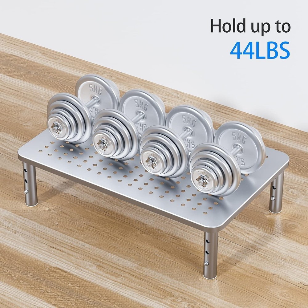 Monitor Riser Metal Adjustable Stand for Laptop PC Printer Ergonomic Silver