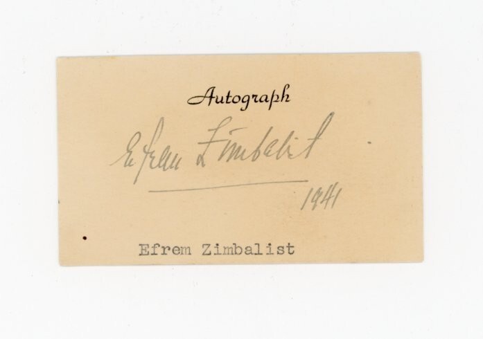 Efrem Zimbalist Sr- Signed Vintage Card